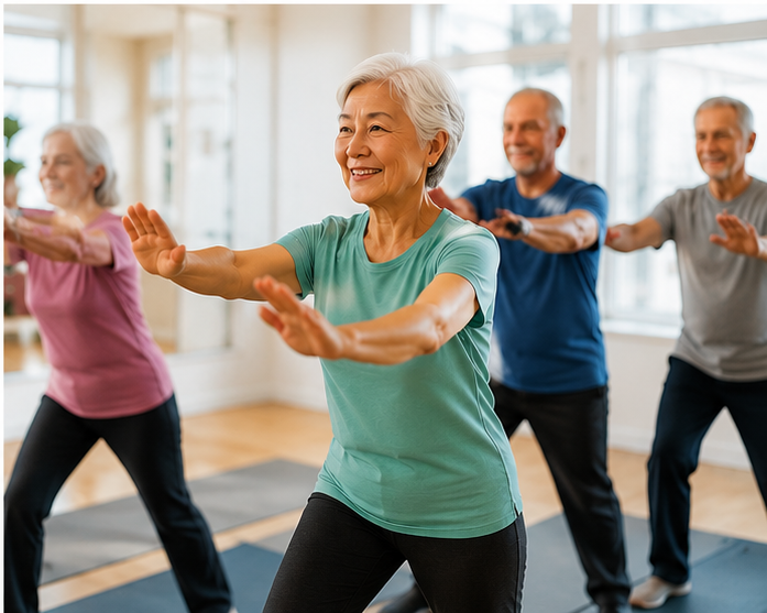 Active older adults doing balance and exerise training
